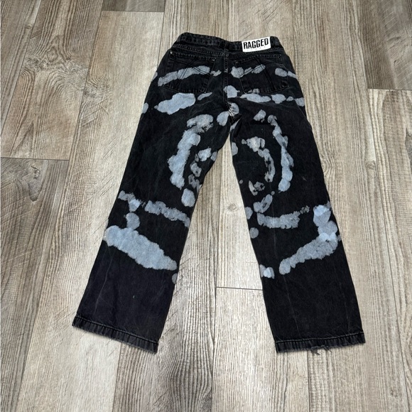 The Ragged Priest pixel Beyond Tie Dye Dad Jeans 28 black white wide leg circle - Picture 4 of 7
